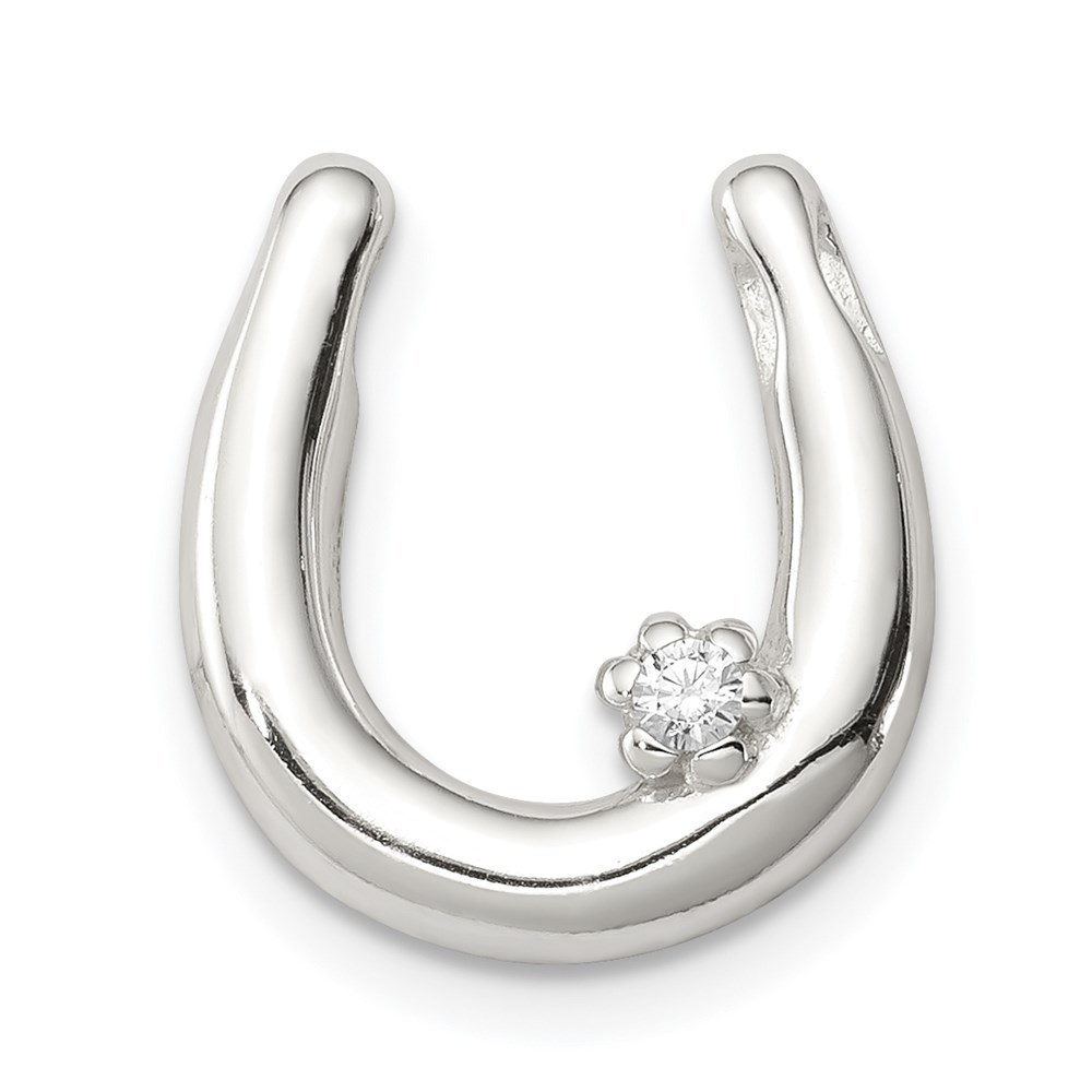 925 Sterling Silver CZ Equestrian Fine Jewelry Horseshoe Necklace Charm Pendant